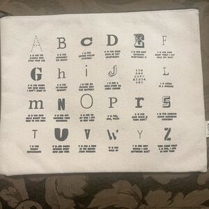 Pamela Barsky Alphabet Canvas Pouch Funny Quote Cosmetic Bag Zipper Clutch
